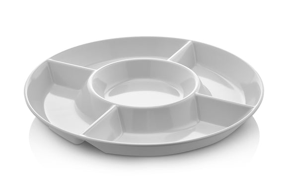 Pjatance Rrethore me 5 Ndarje e Bardhe Melamine D:30cm