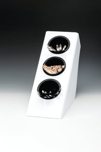 Mbajtese plastike + tasa inox x 3cope e bardhe