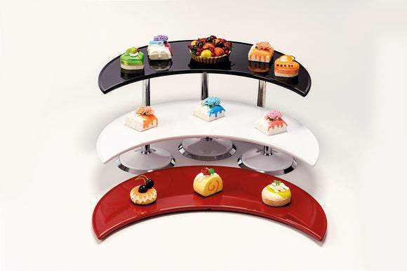 Ekspozitor me 3 kate melamine ngjyre e zez 59 X 80 X H: 21cm