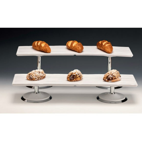 Ekspozitor 2 kate me tabaka melamine e bardhe 65X19 H:21cm